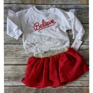 Cat & Jack Believe Christmas Tutu Outfit, 3-6m new